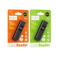 Картридер HOCO HB20, USB 3.0, пластик, TF/ SD карта,  черный