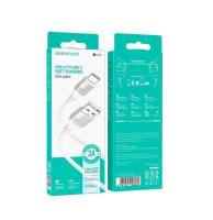 Кабель USB to Type-C Borofone BX101 Creator, 1.0м, 2.4A, белый, серая вставка