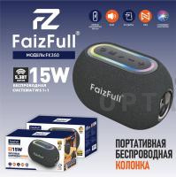 Аудио-колонка беспроводная FaizFull FK350 Чёрный 15W IPX6  TWS Аудио-колонка беспроводная FaizFull FK350 Чёрный 15W IPX6  TWS