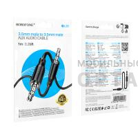 Кабель AUX, Jack 3,5mm(m) - Jack 3,5mm(m) BOROFONE BL26, 1.0м, круглый, силикон, цвет: черный (1/1000)