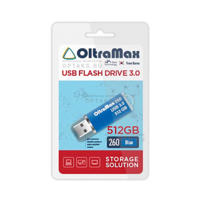 Флешка USB 512 Гб OltraMax 260, USB3.0, синий