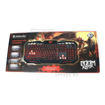 Клавиатура игровая, DEFENDER Doom Keeper GK-100DL, 3-х цветная, влагоустойчивая