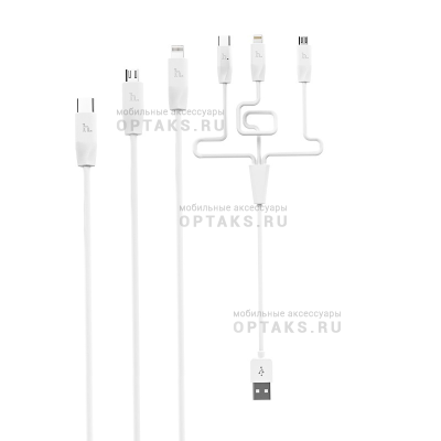 Кабель USB to Lightning, Type-C, микро USB HOCO X1 Rapid, 1m, 2.4A,  белый